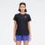 Woman wearing new balance jacquard short sleeve tee in black