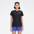 Woman wearing new balance jacquard short sleeve tee in black