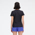 Woman wearing new balance jacquard short sleeve tee in black, back