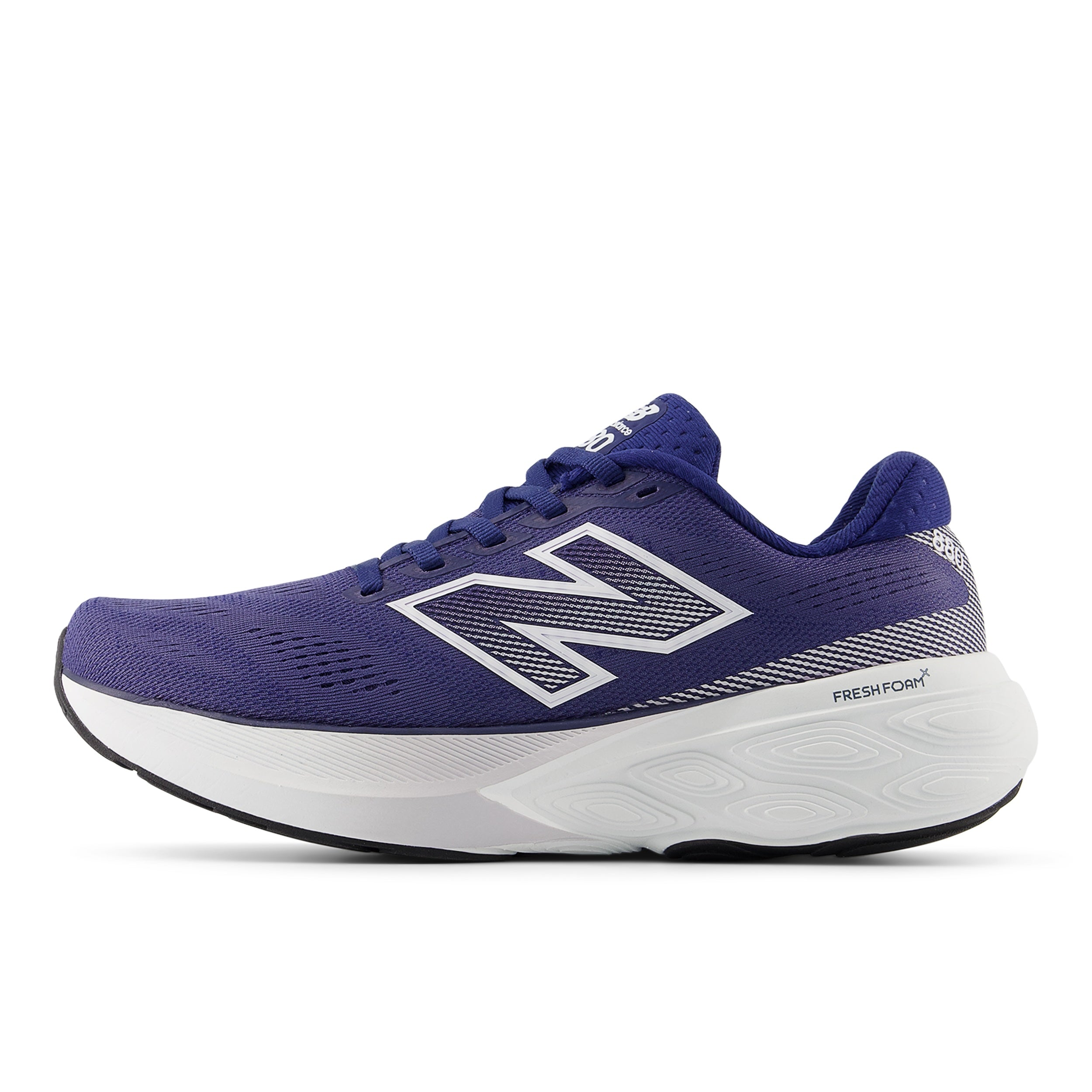 nb 880v15 for women, cushioned neutral running shoe, dark blue with white sole, outside profile