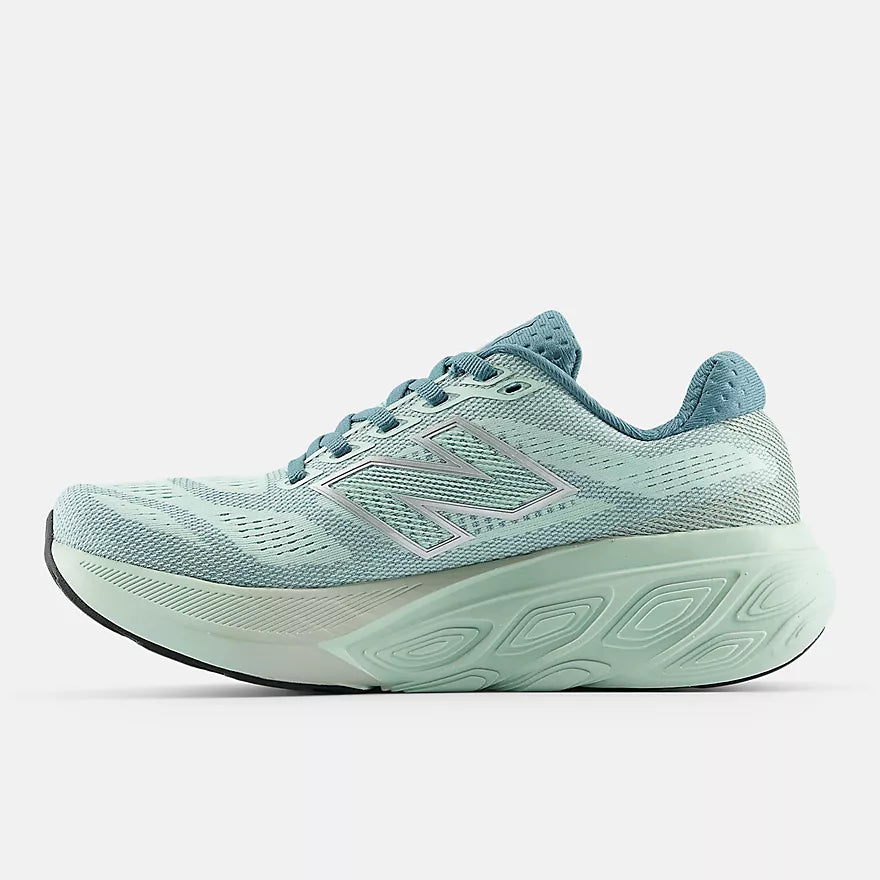 nb 880v15 for women, cushioned neutral running shoe, light cyan upper and sole, side profile