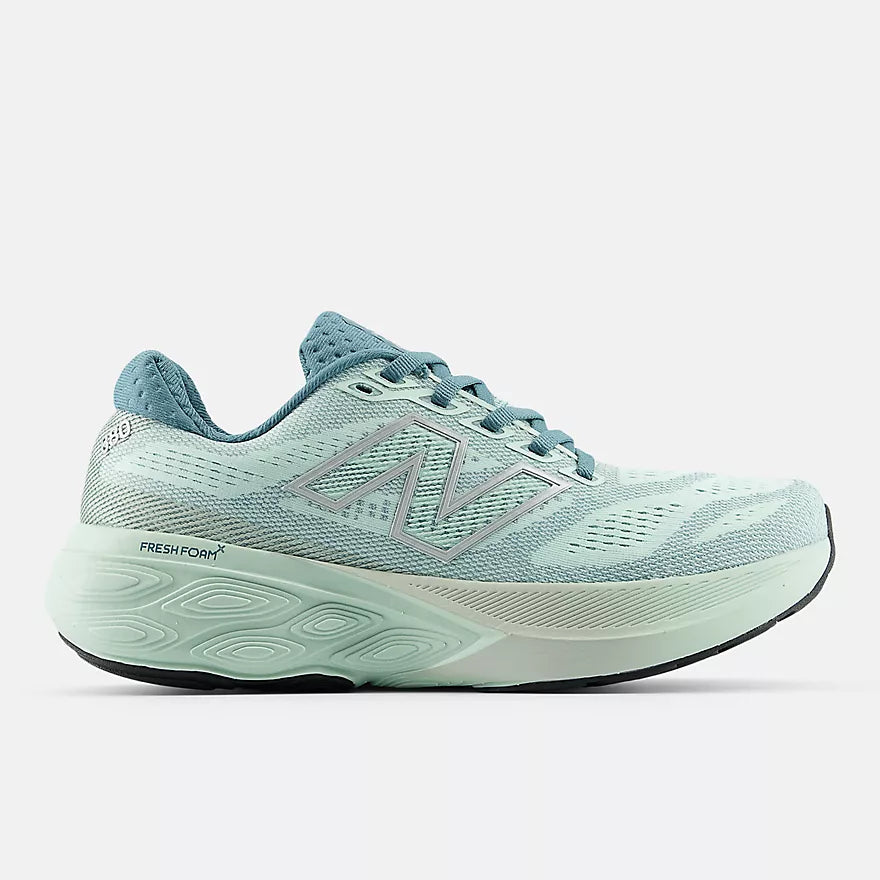 nb 880v15 for women, cushioned neutral running shoe, light cyan upper and sole, side profile