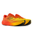 new balance fresh foam 1080v15, soft bouncy lightweight road running shoe for men, bright orange colour with yellow accents, profile of both shoes on a white background