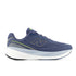 new balance fresh foam 1080v15, soft bouncy lightweight road running shoe for men, indigo colour with bright green accents, profile of shoe on a white background
