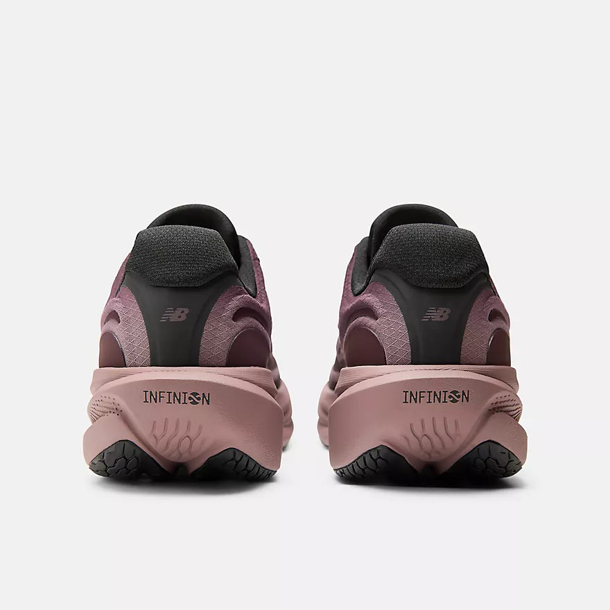 new balance 1080v15 for women, lightweight durable road running shoe with soft cushioning and quick lace tie, maroon grape colour, heels of shoe
