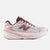 new balance fresh foam 860v15 comfortable lightweight supportive stability road running shoe for women, light pinnk with purple accents, profile of shoe on a white background