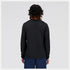 nb athletics long sleeve shirt for men, breathable long sleeve shirt good for layering, black colour, man wearing black nb long sleeve and navy shorts from behind