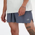 new balance rc short for men, lightweight 5in length running short, grey colour, close up of man wearing grey nb shorts