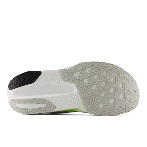 new balance rebel v5 womens, super lightweight versatile training road running shoe, bright yellow and white sole, sole view profile of shoe