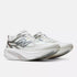 new balance supercomp rebel womens, lightweight speed training and racing road running shoe, white with silver and grey details, pair of shoe on white background