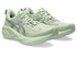 asics novablast 5 for women, lightweight cushioned springy running shoe, mint colour, pair of shoes with angled side profile