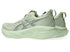 asics novablast 5 for women, lightweight cushioned springy running shoe, mint colour, pair of shoes back angled profile