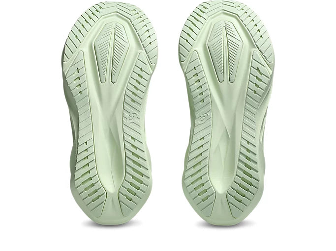asics novablast 5 for women, lightweight cushioned springy running shoe, mint colour, shoe sole