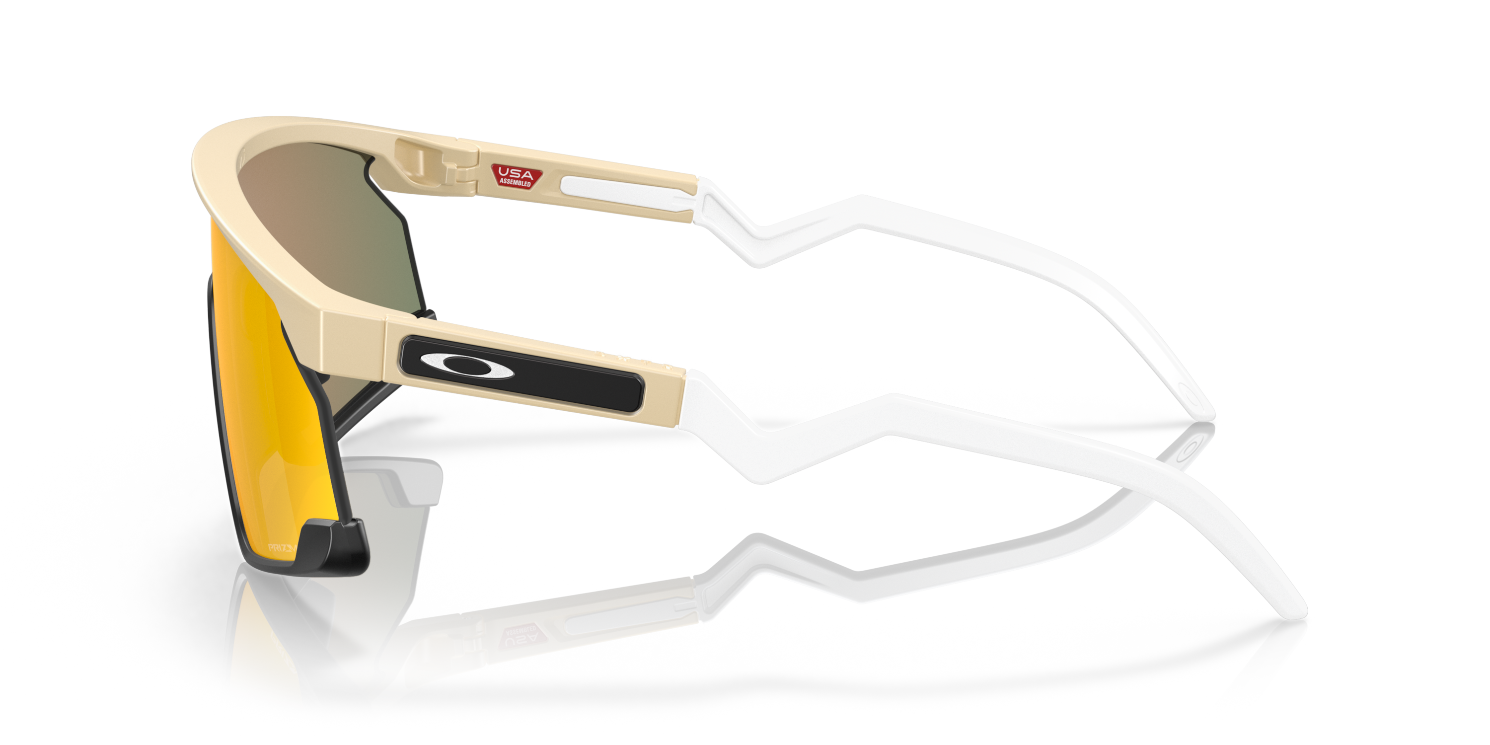 oakley bxtr sunglasses, prizm ruby Lenses, matte desert tan Frame, side view