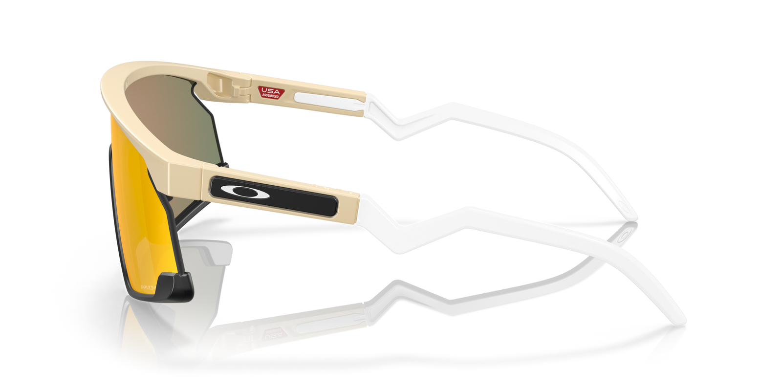 oakley bxtr sunglasses, prizm ruby Lenses, matte desert tan Frame, side view