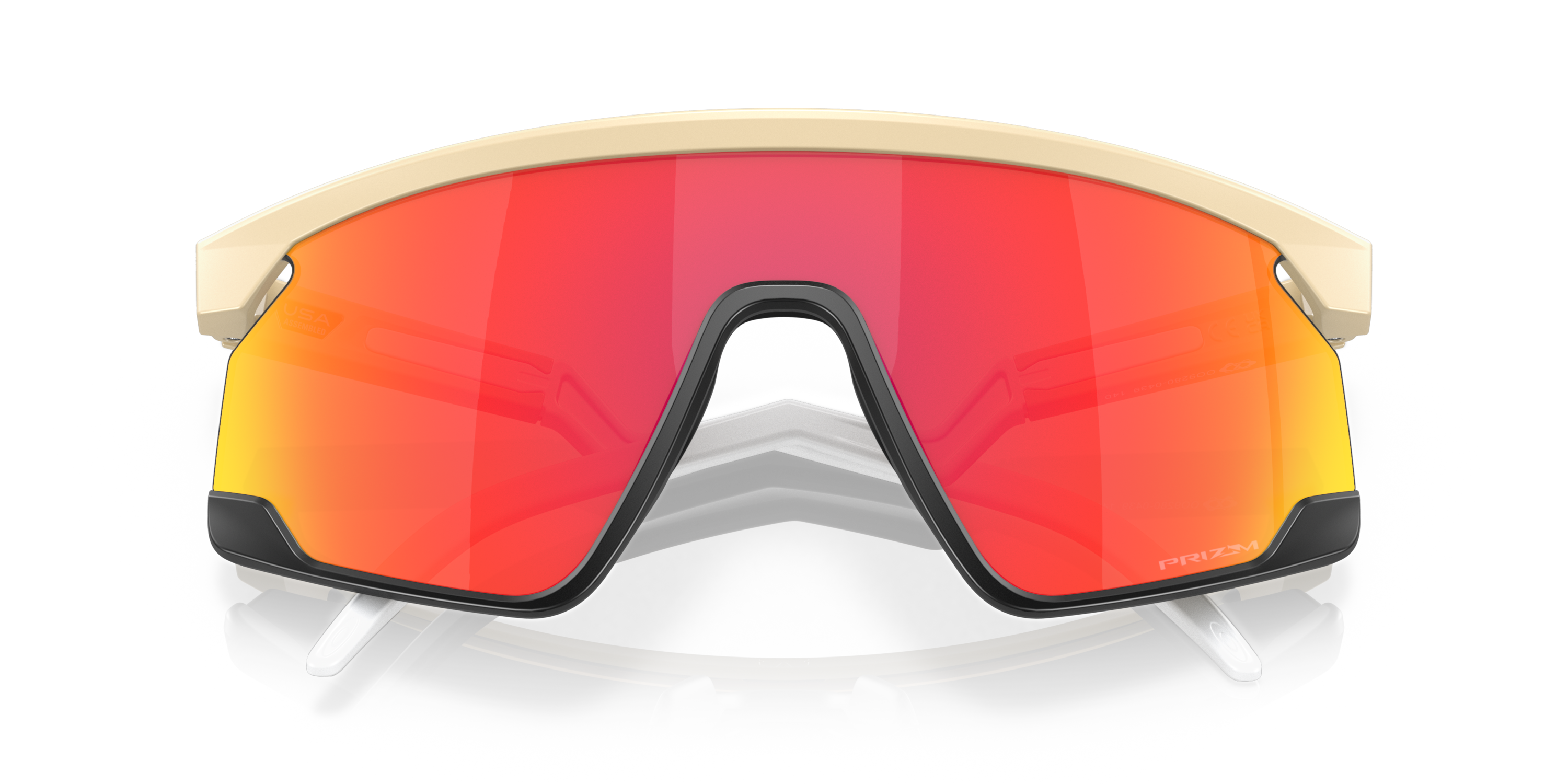 oakley bxtr sunglasses, prizm ruby Lenses, matte desert tan Frame, folded view