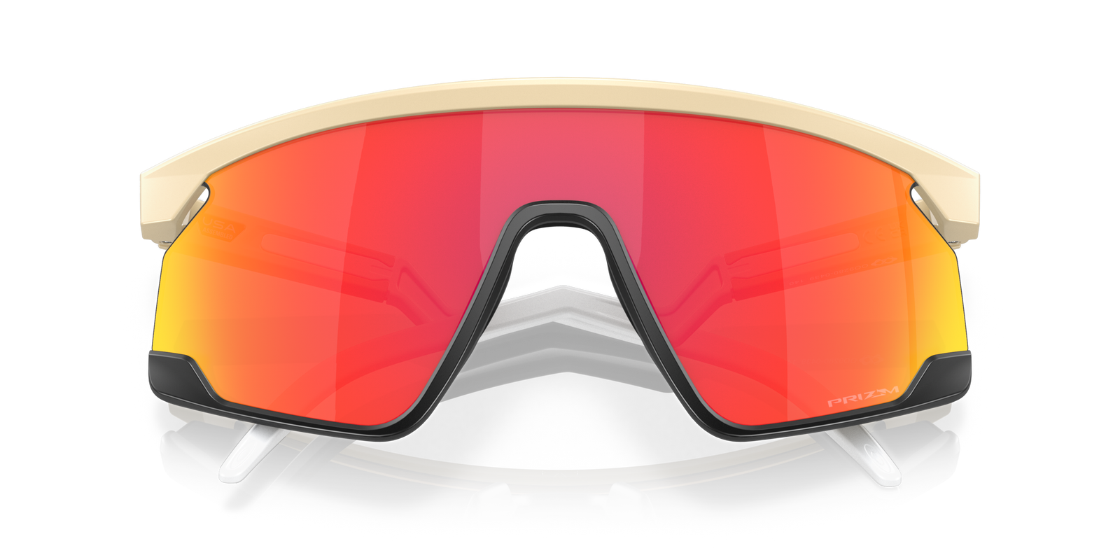 oakley bxtr sunglasses, prizm ruby Lenses, matte desert tan Frame, folded view