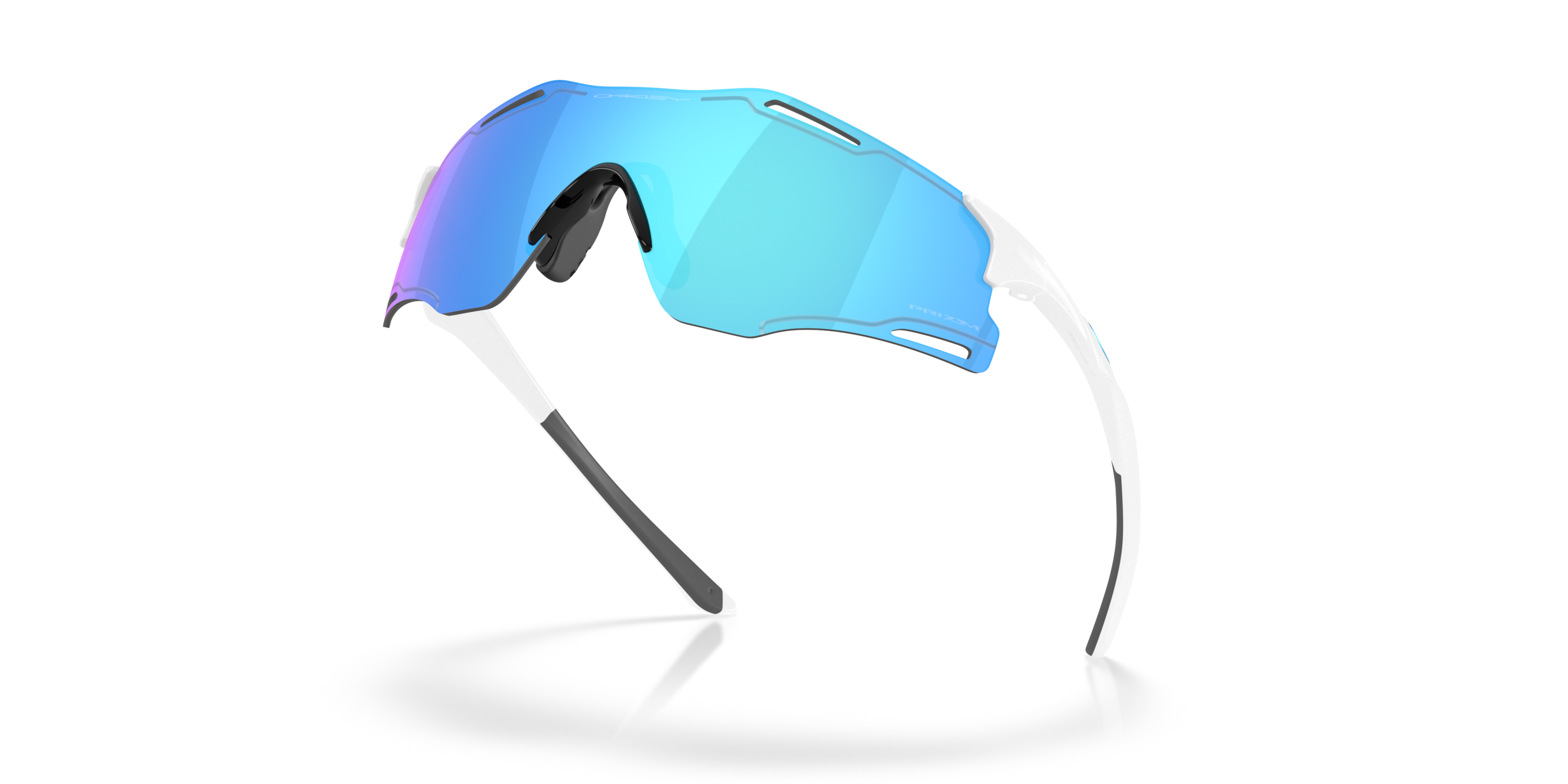 Oakley Cybr Zero sports sunglasses prizm lens, white frame, sapphire lens