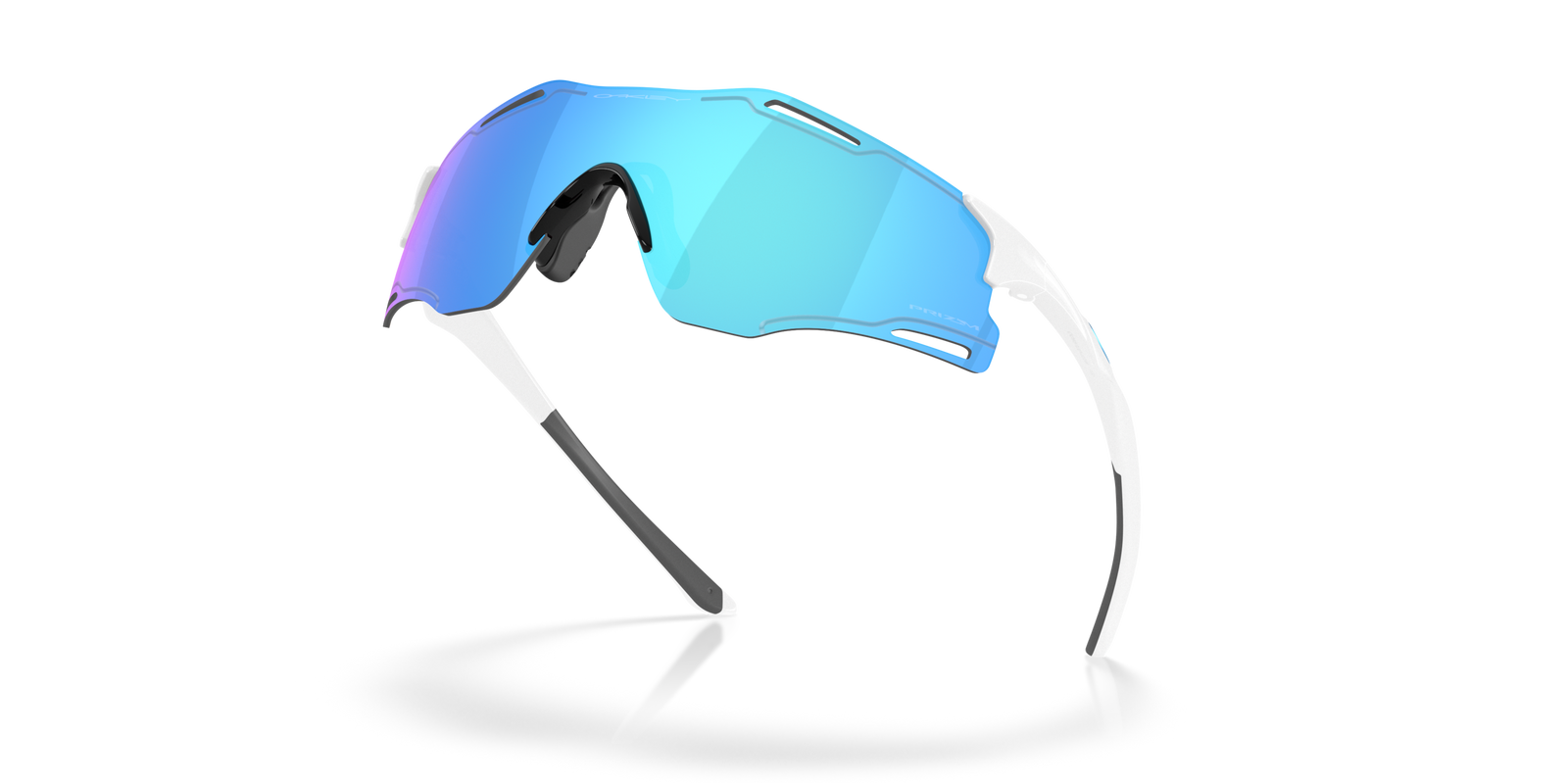 Oakley Cybr Zero sports sunglasses prizm lens, white frame, sapphire lens