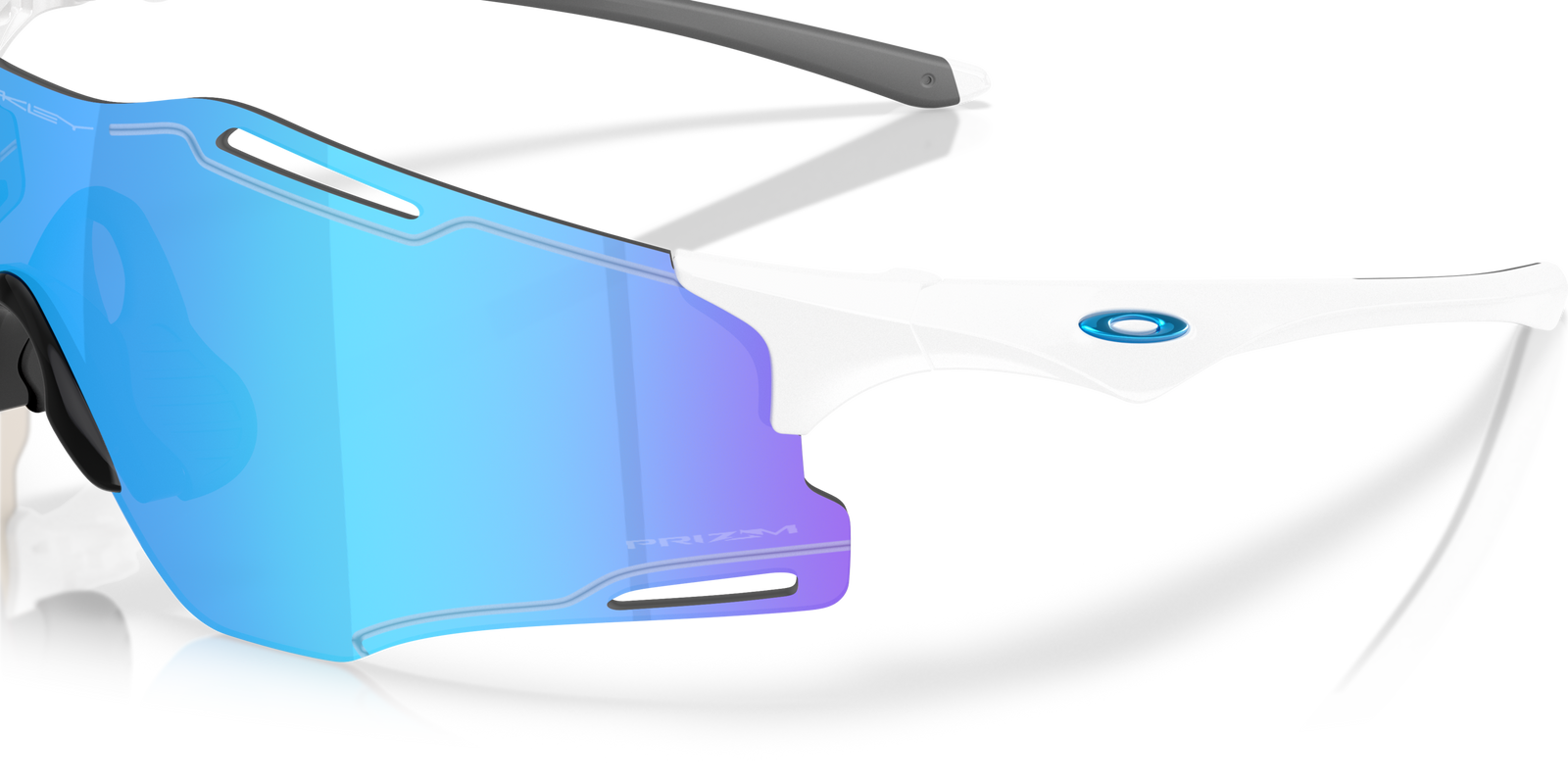 Oakley Cybr Zero sports sunglasses prizm lens, white frame, sapphire lens