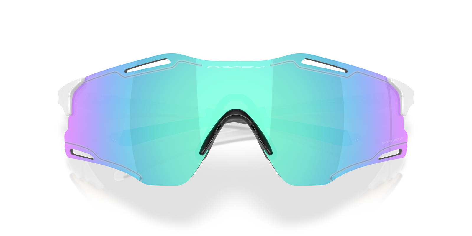Oakley Cybr Zero sports sunglasses prizm lens, white frame, sapphire lens