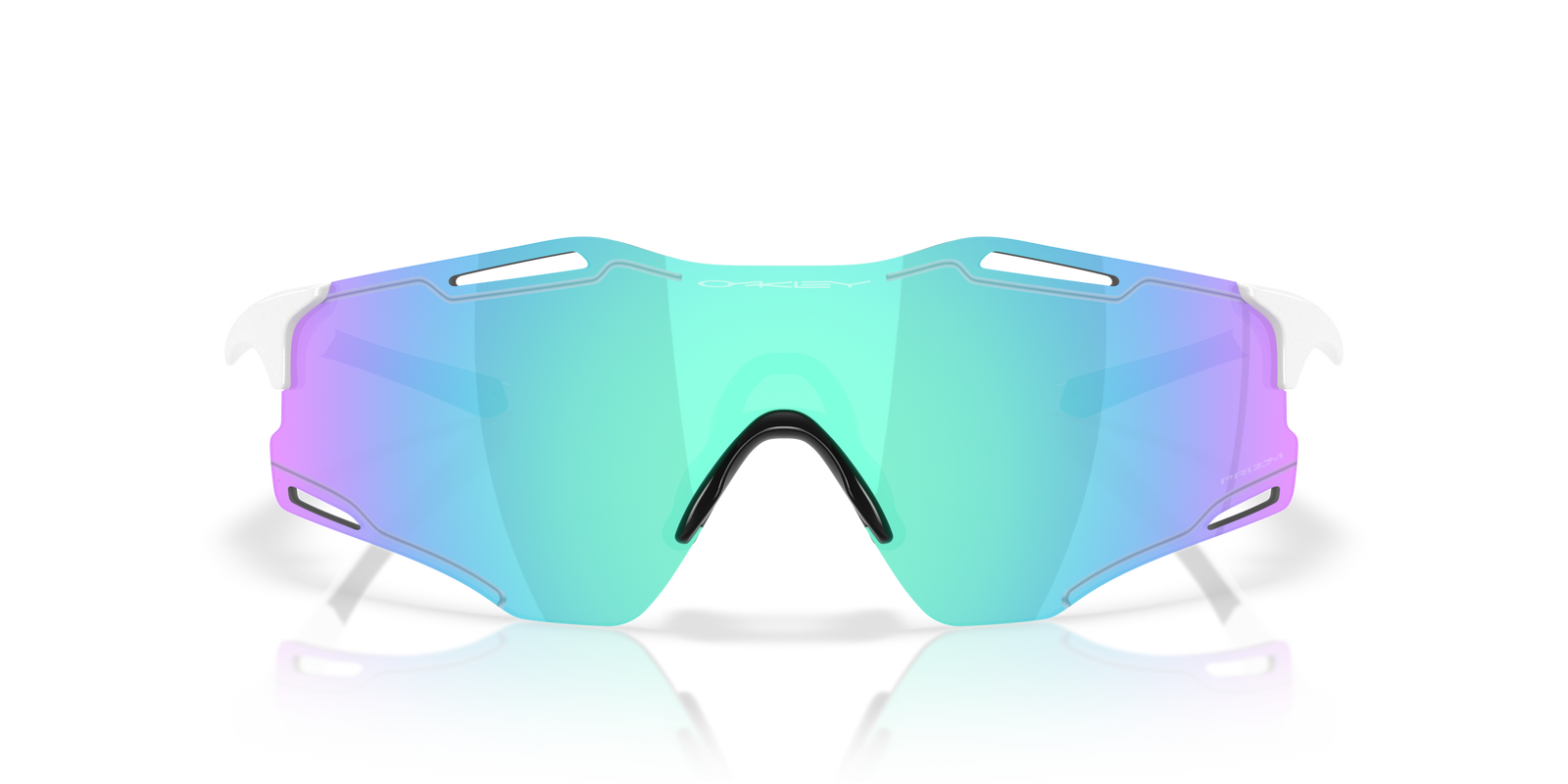 Oakley Cybr Zero sports sunglasses prizm lens, white frame, sapphire lens