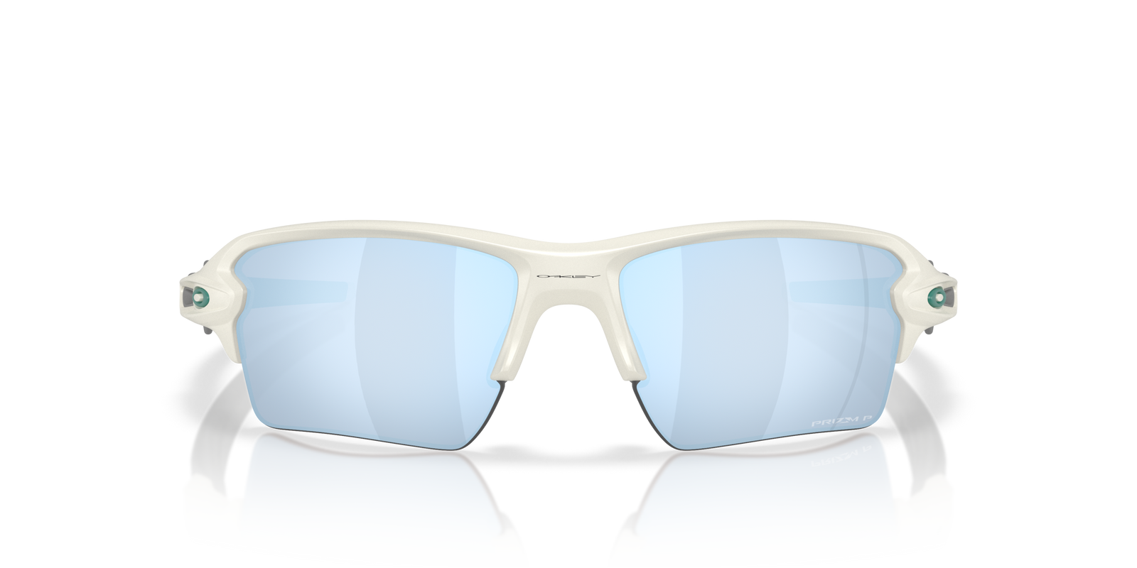 White oakley flak 2.0 XL sunglasses with light blue lenses