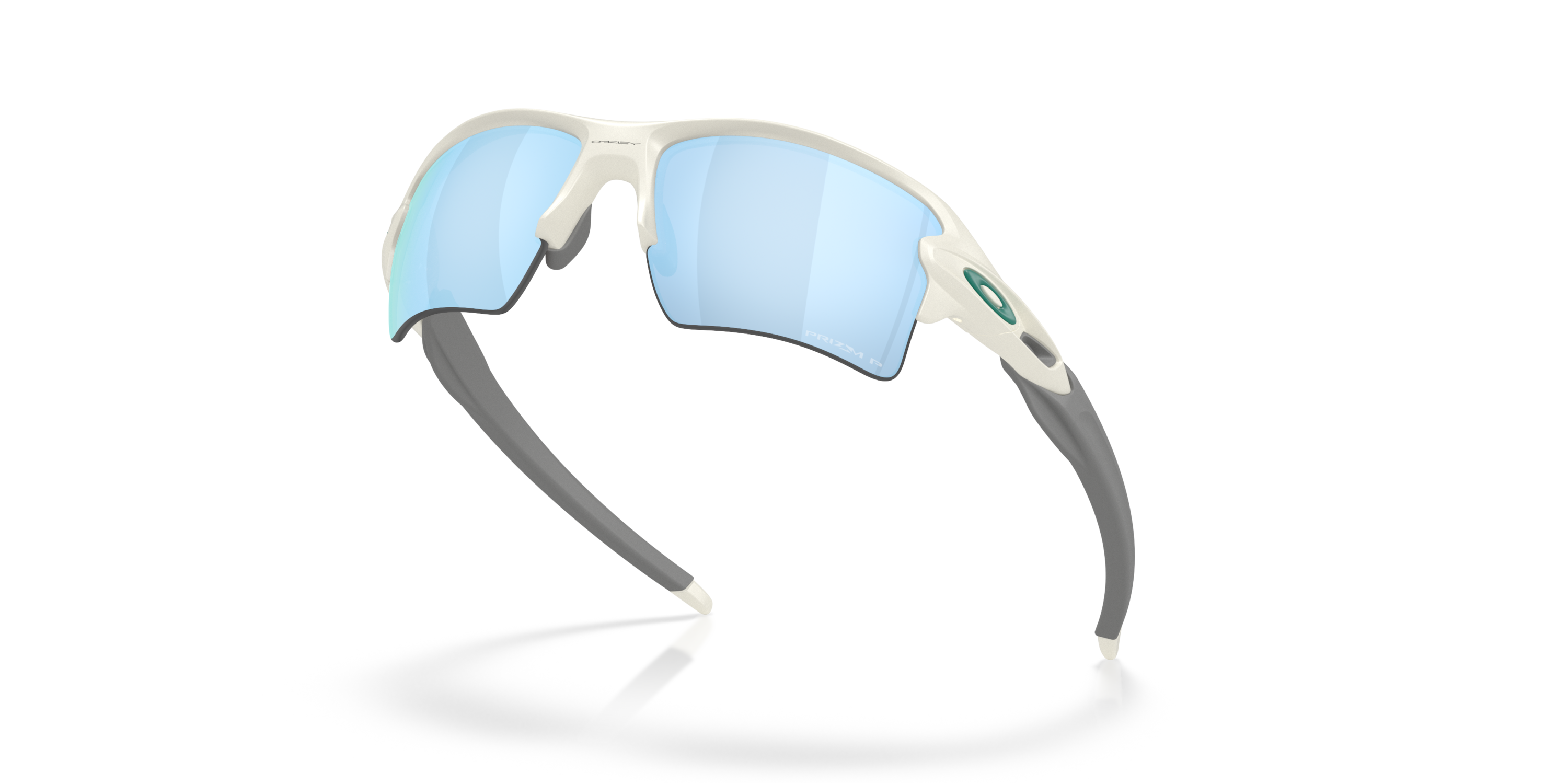 White oakley flak 2.0 XL sunglasses with light blue lenses