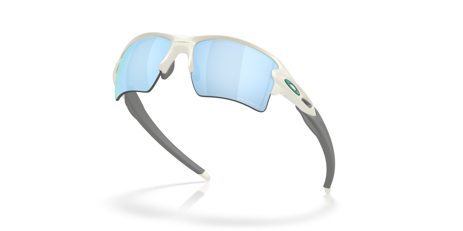 White oakley flak 2.0 XL sunglasses with light blue lenses