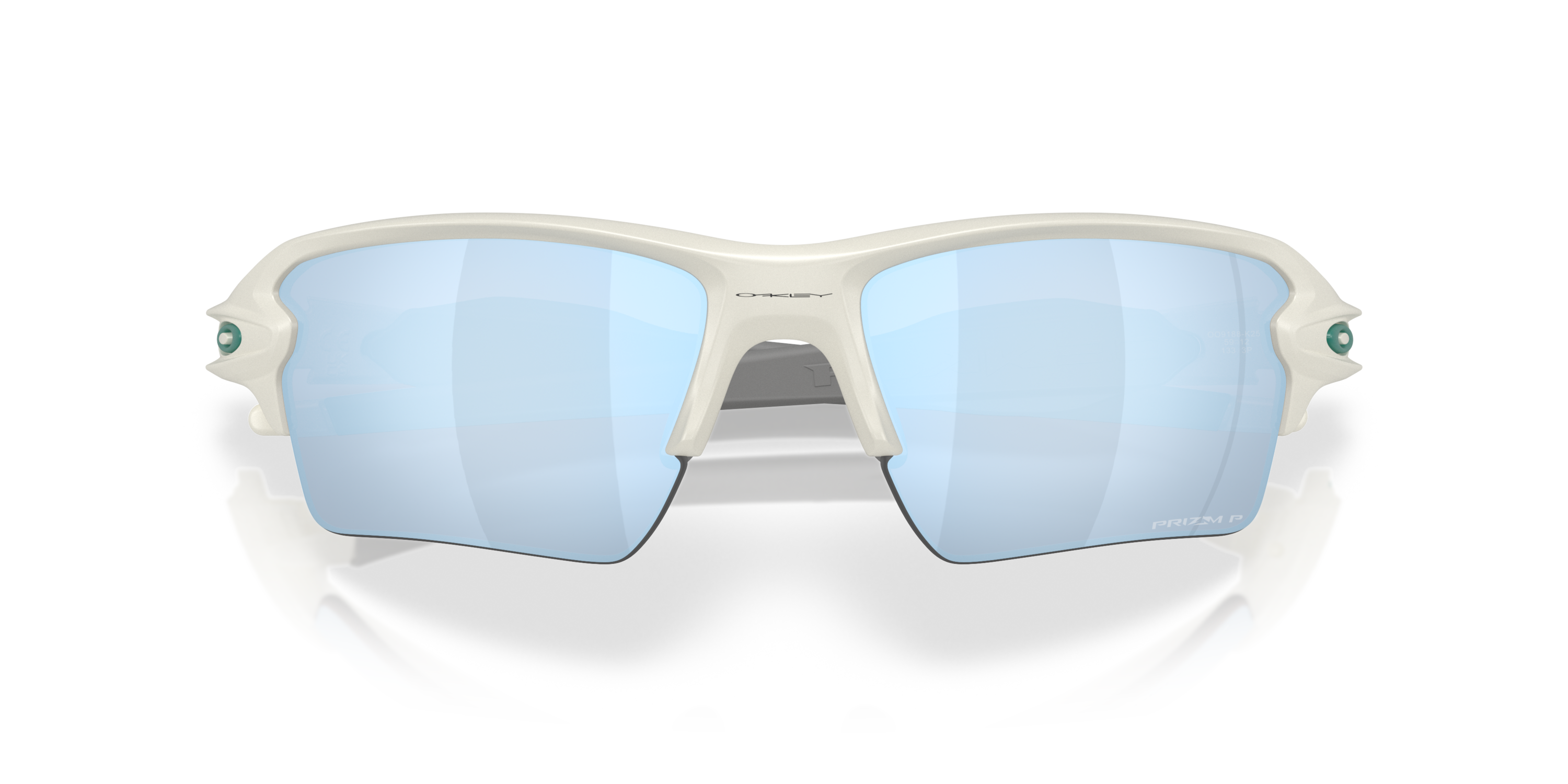 White oakley flak 2.0 XL sunglasses with light blue lenses