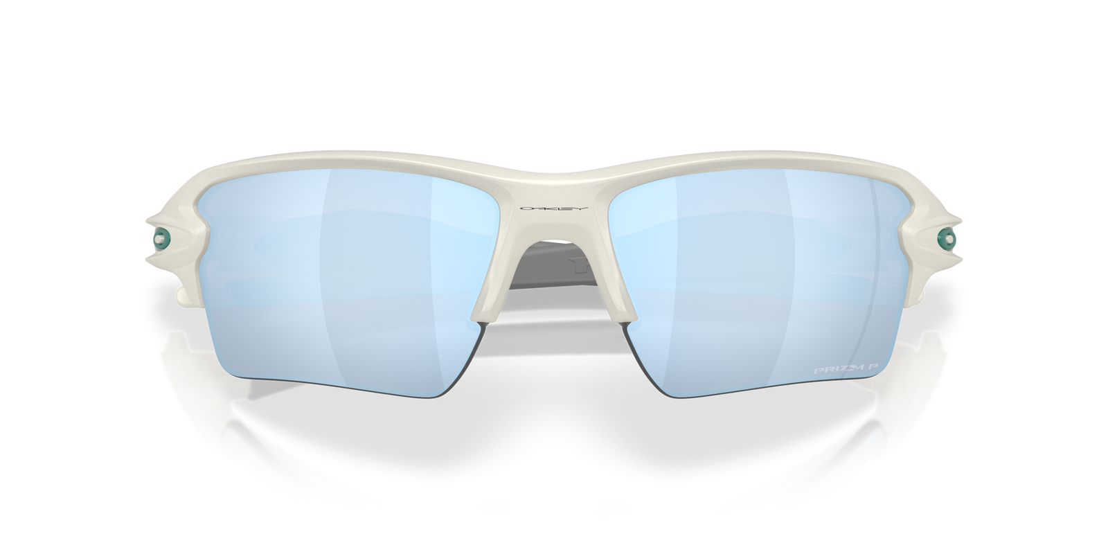 White oakley flak 2.0 XL sunglasses with light blue lenses