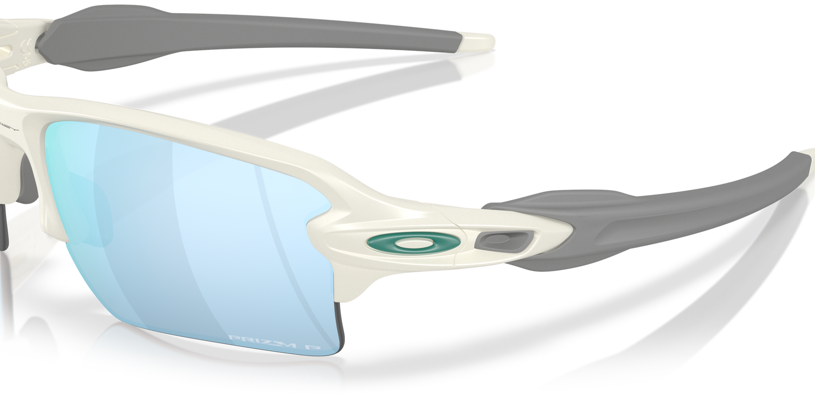 White oakley flak 2.0 XL sunglasses with light blue lenses
