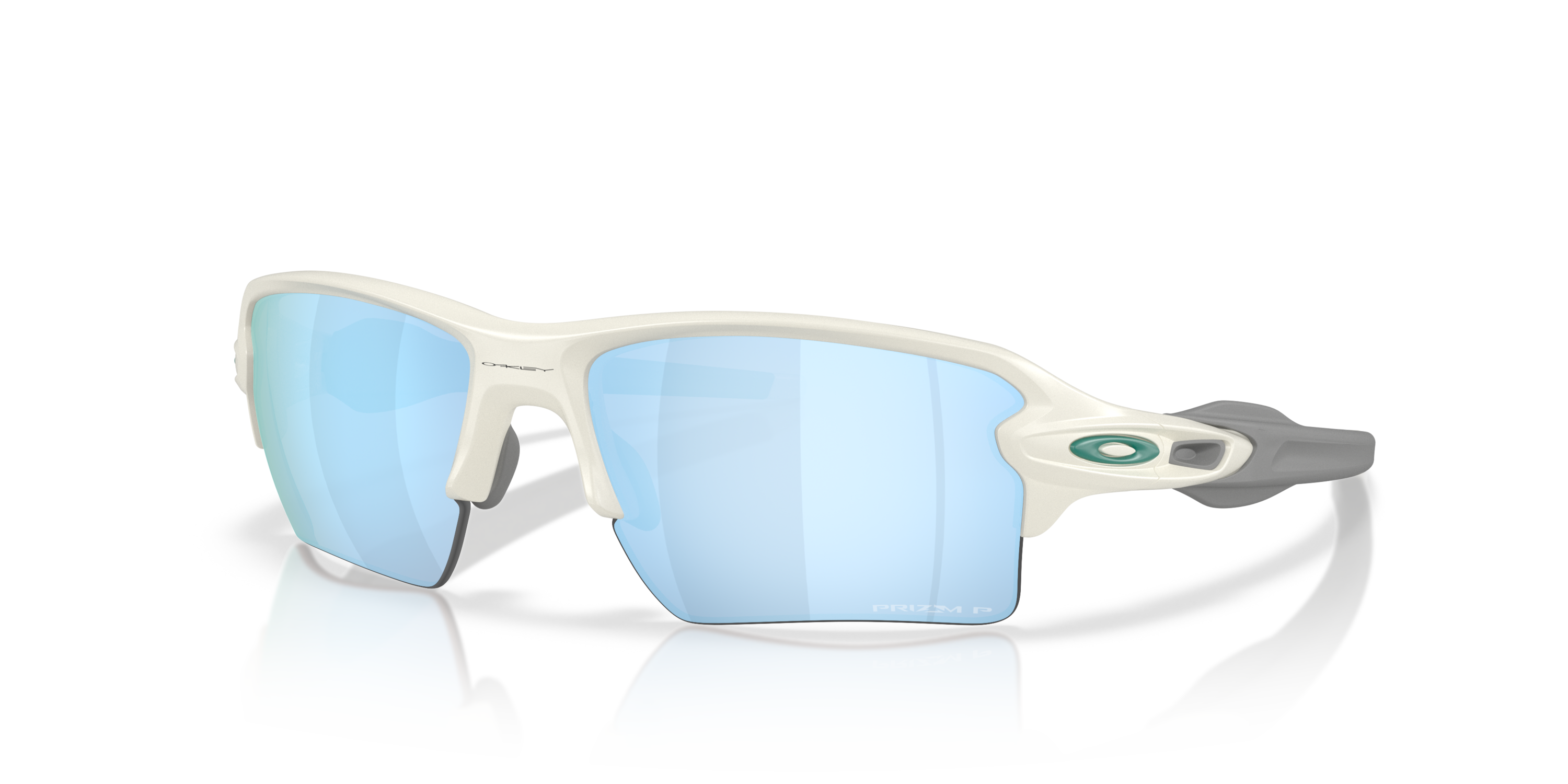 White oakley flak 2.0 XL sunglasses with light blue lenses