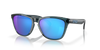 oakley frogskins polarised sunglasses, blue prizim sapphire polarised lenses, black translucent frame, front angled sunglasses