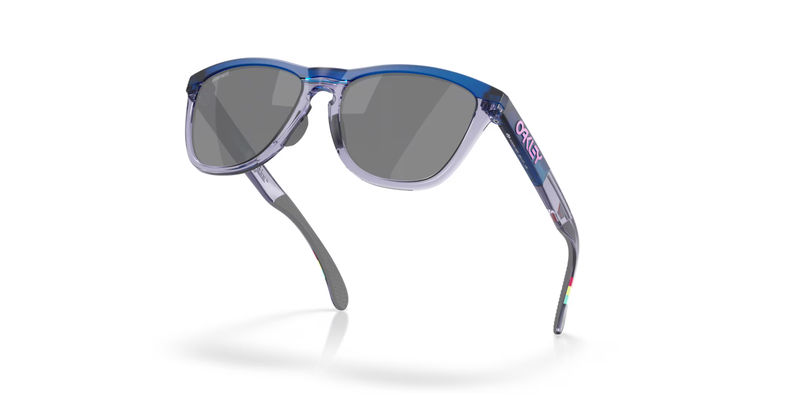oakley frogskin fortnite sunglasses, classic style polarised sunglasses, blue and grey frame with dark grey lense