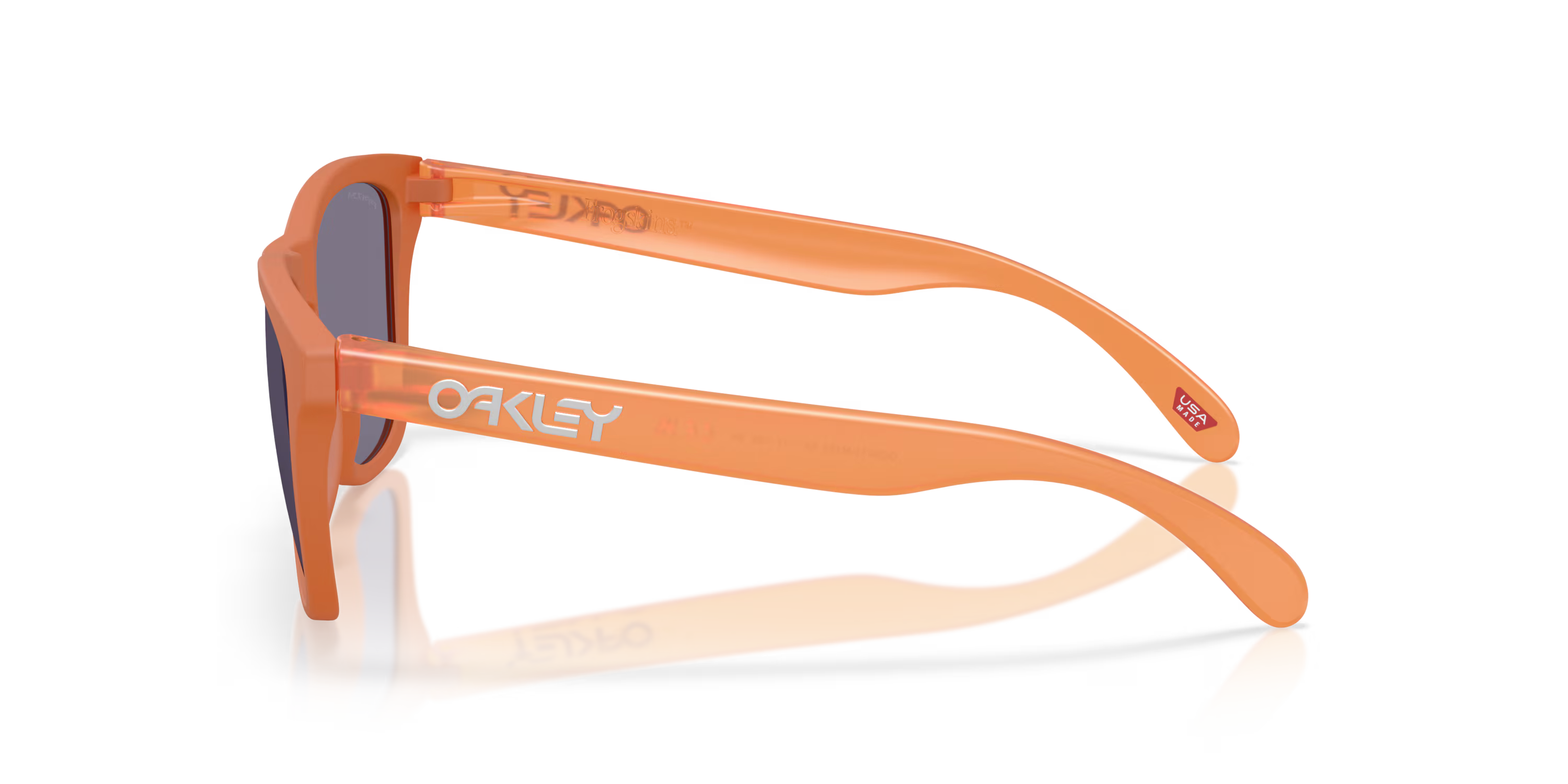 oakley frogskins sunglasses with a prizm grey lens and matte ginger frame