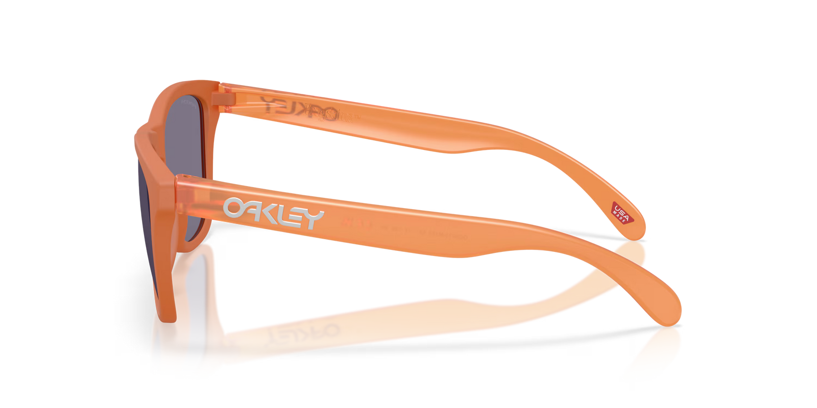oakley frogskins sunglasses with a prizm grey lens and matte ginger frame