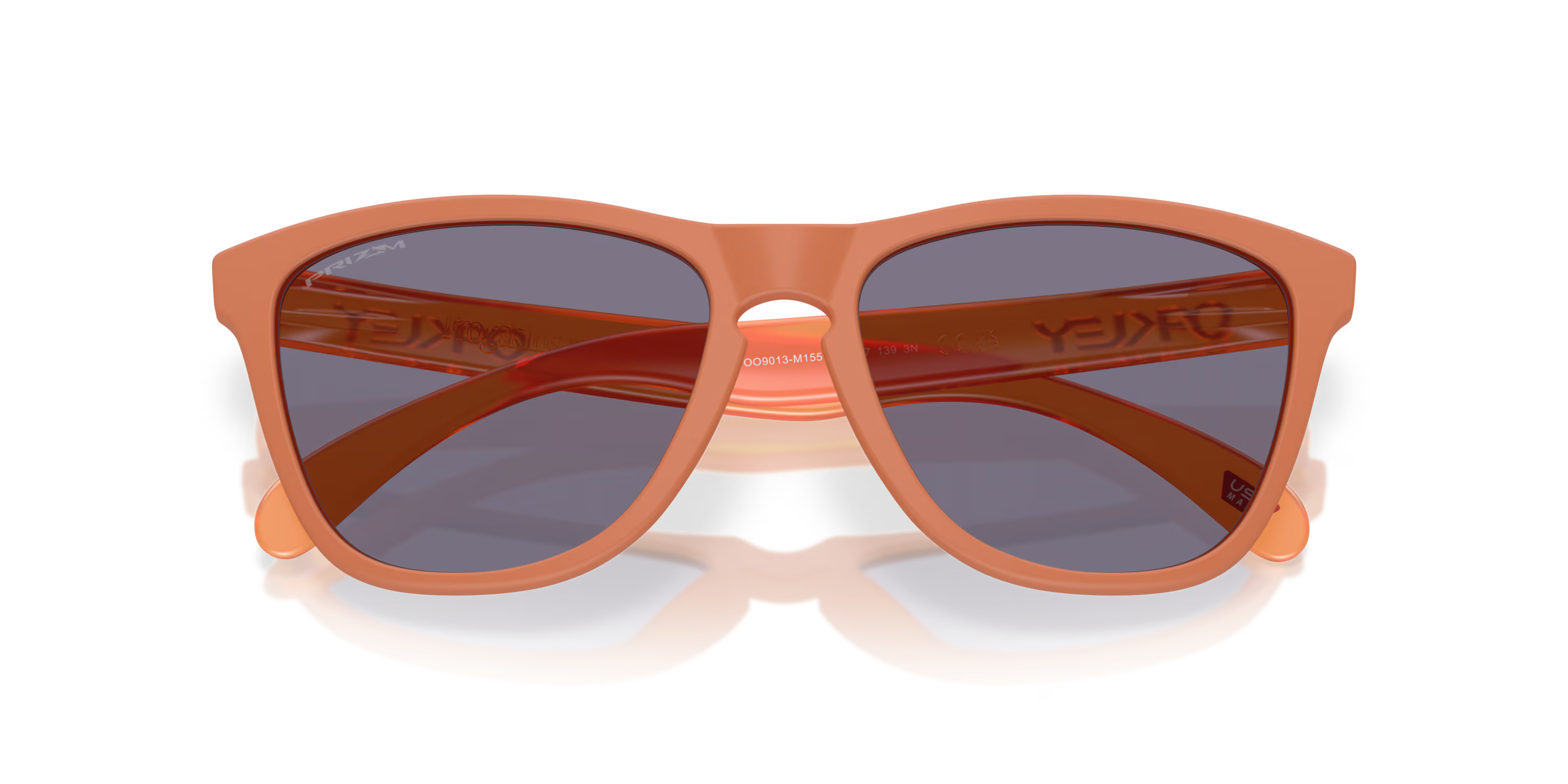 oakley frogskins sunglasses with a prizm grey lens and matte ginger frame