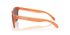 side of oakley frogskin sunglasses, classic style polarised sunglasses, orange frame with dark lense