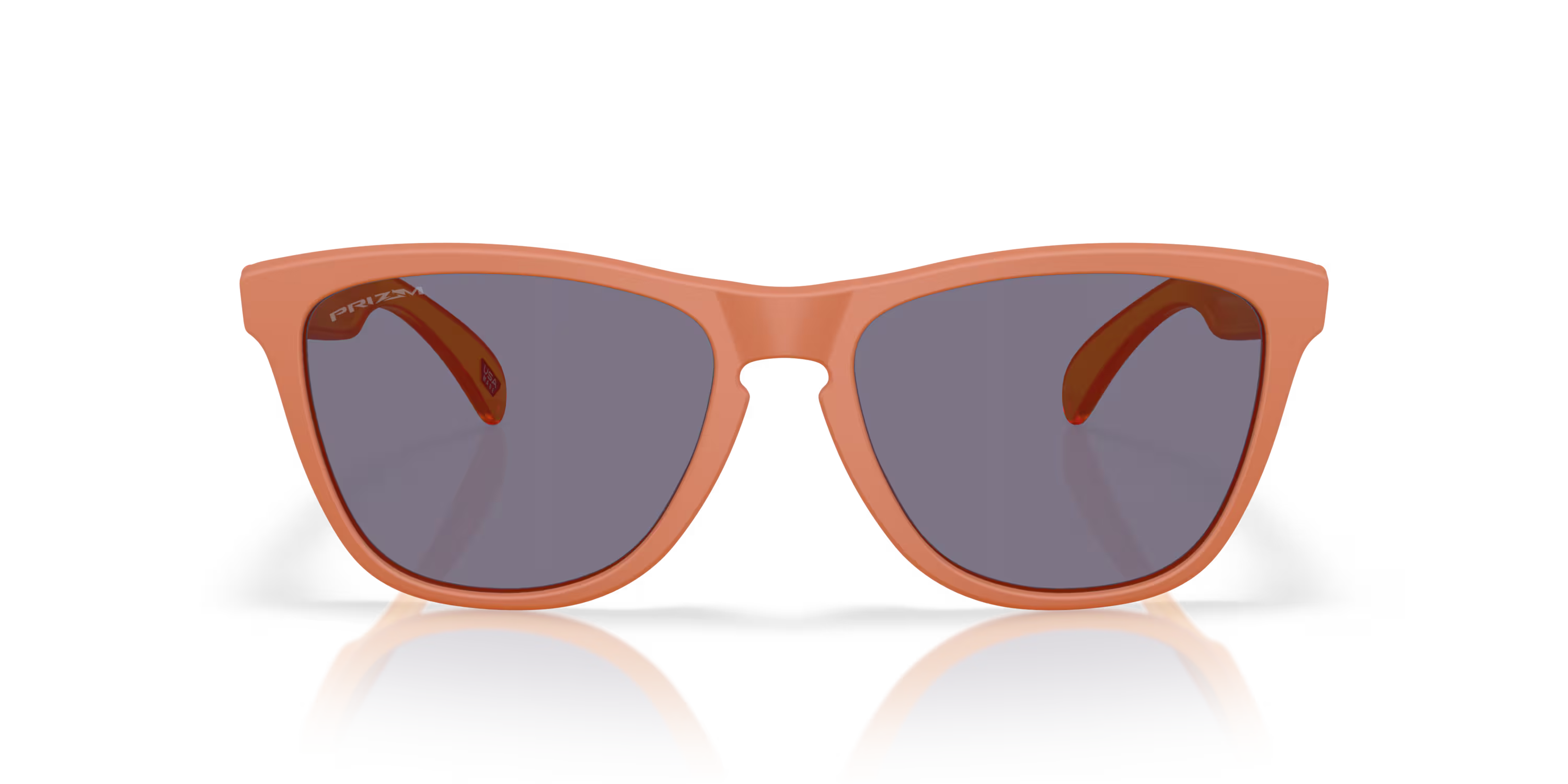 oakley frogskins sunglasses with a prizm grey lens and matte ginger frame