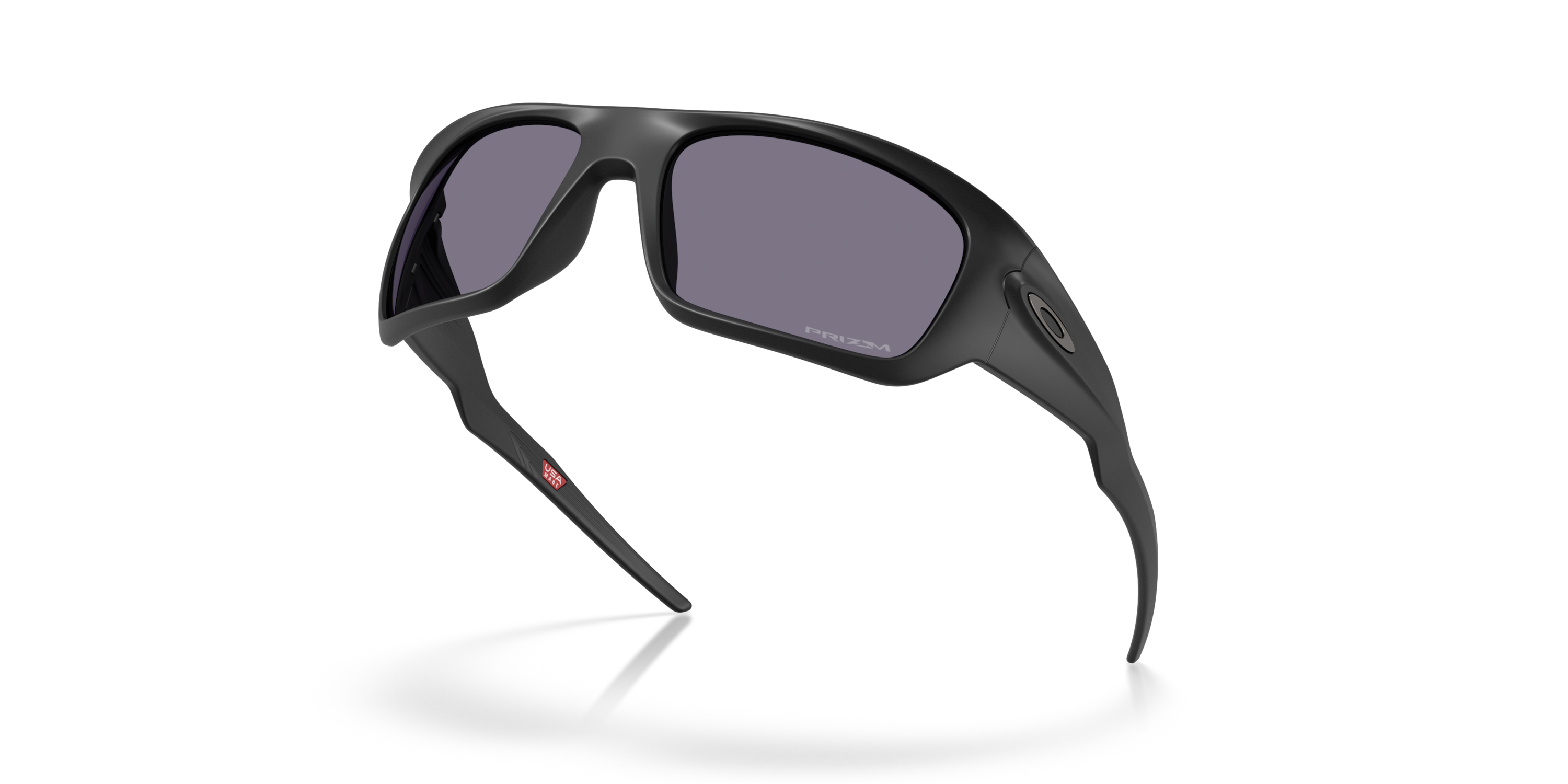 Oakley masseter sunglasses with black frame and grey prizm lenses - tilted view
