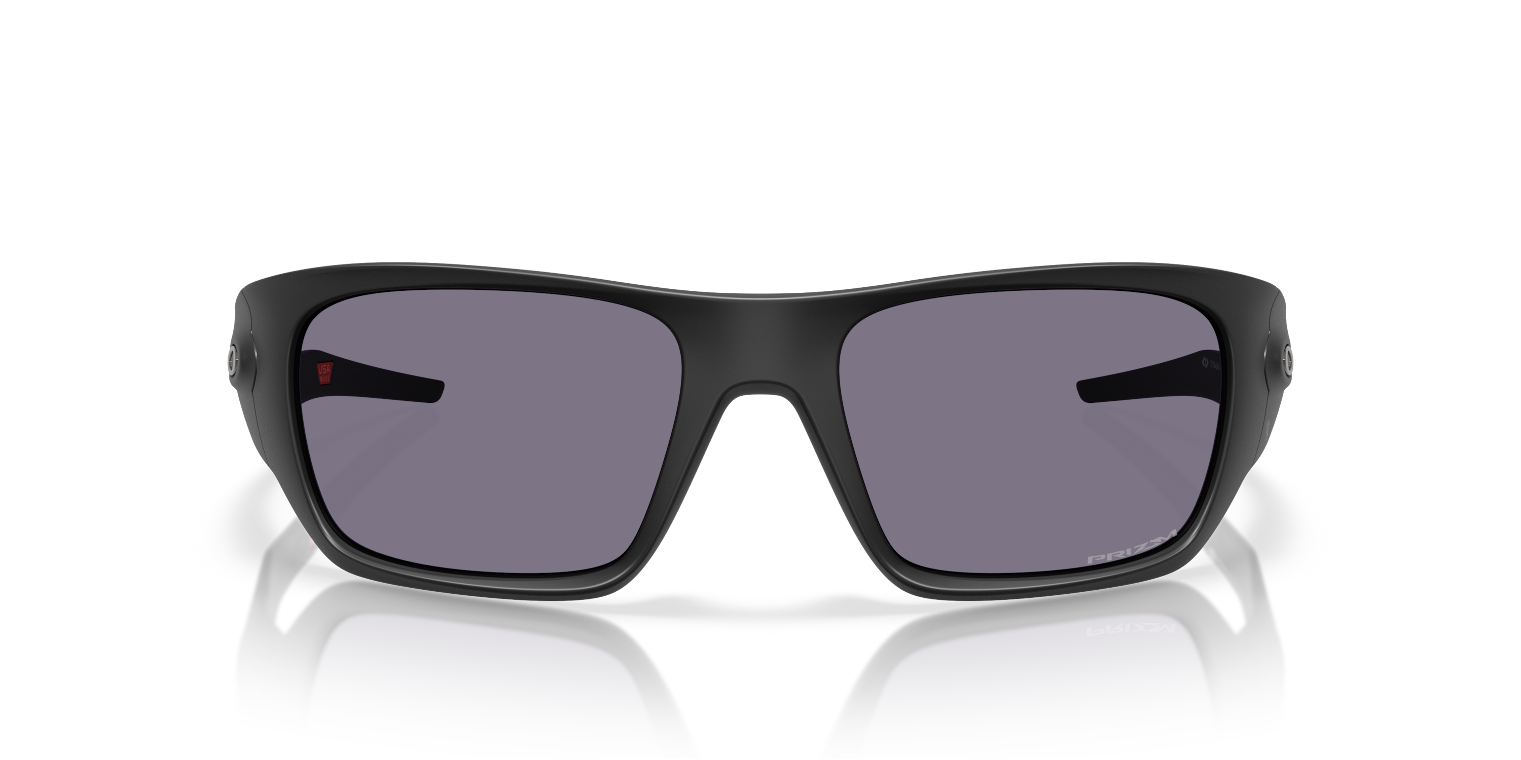 Oakley masseter sunglasses with black frame and prizm grey lenses Front on view of sunglasses