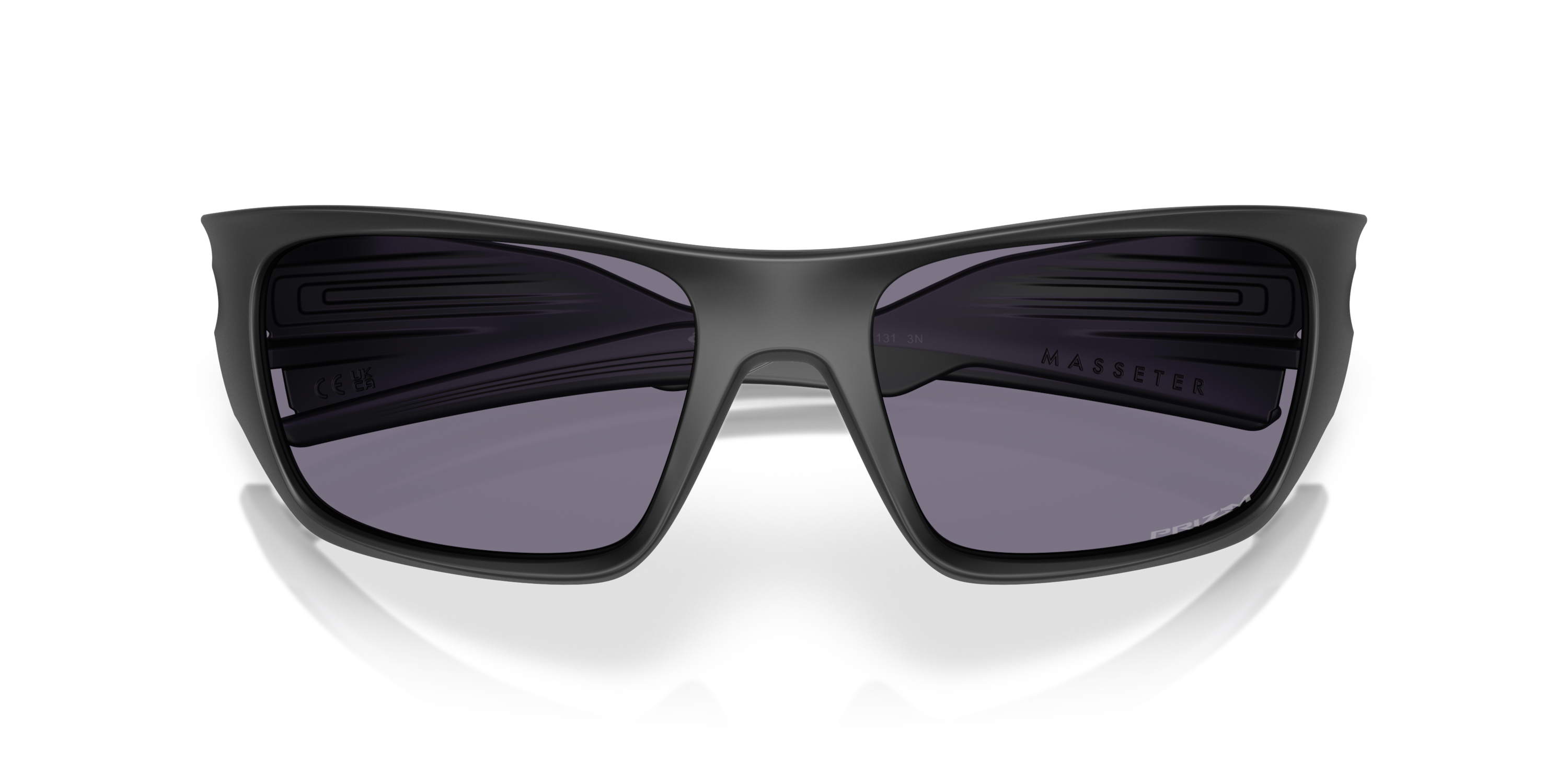 Oakley masseter sunglasses with black frame and grey lenses - folded view