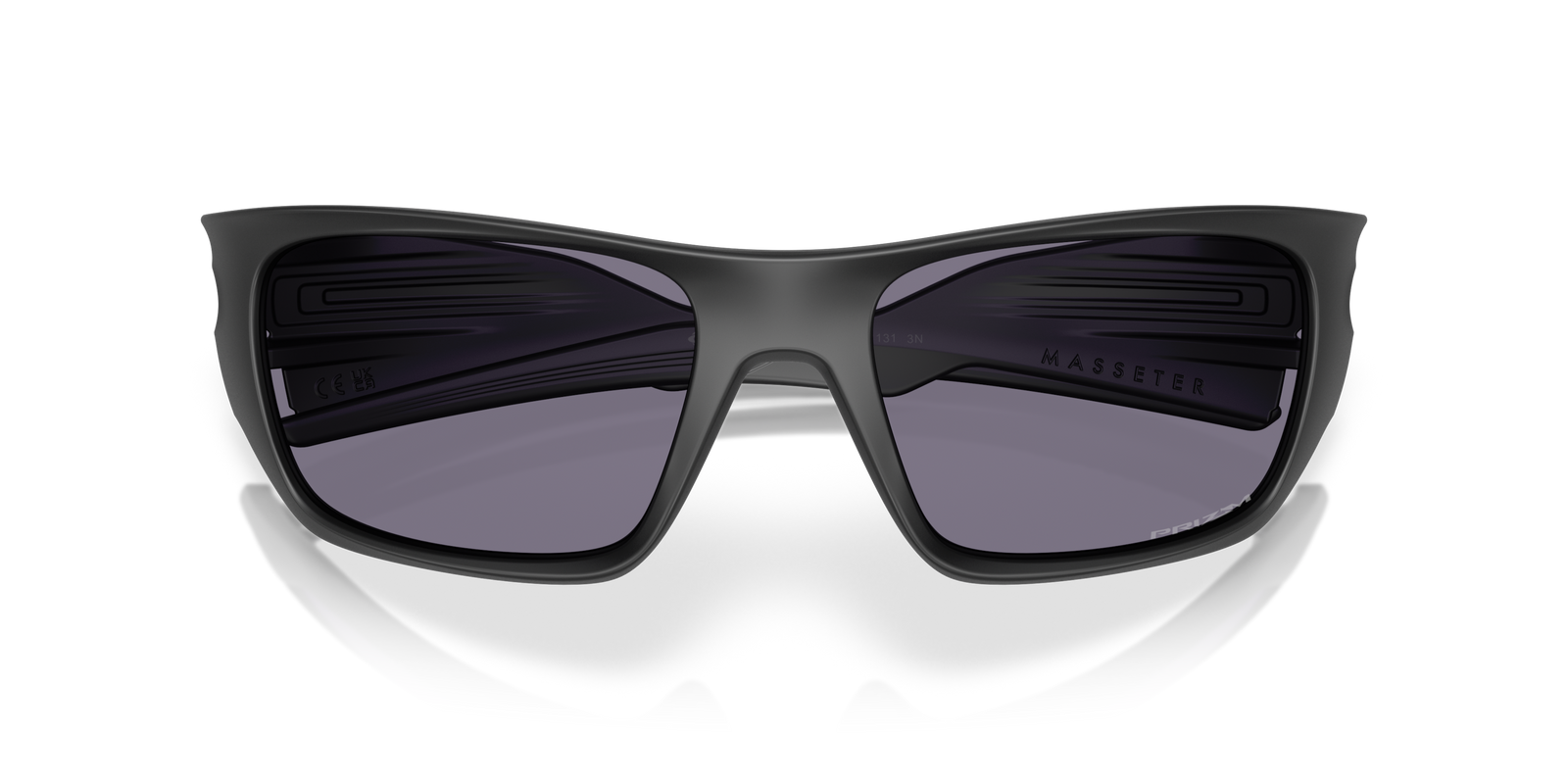 Oakley masseter sunglasses with black frame and grey lenses - folded view