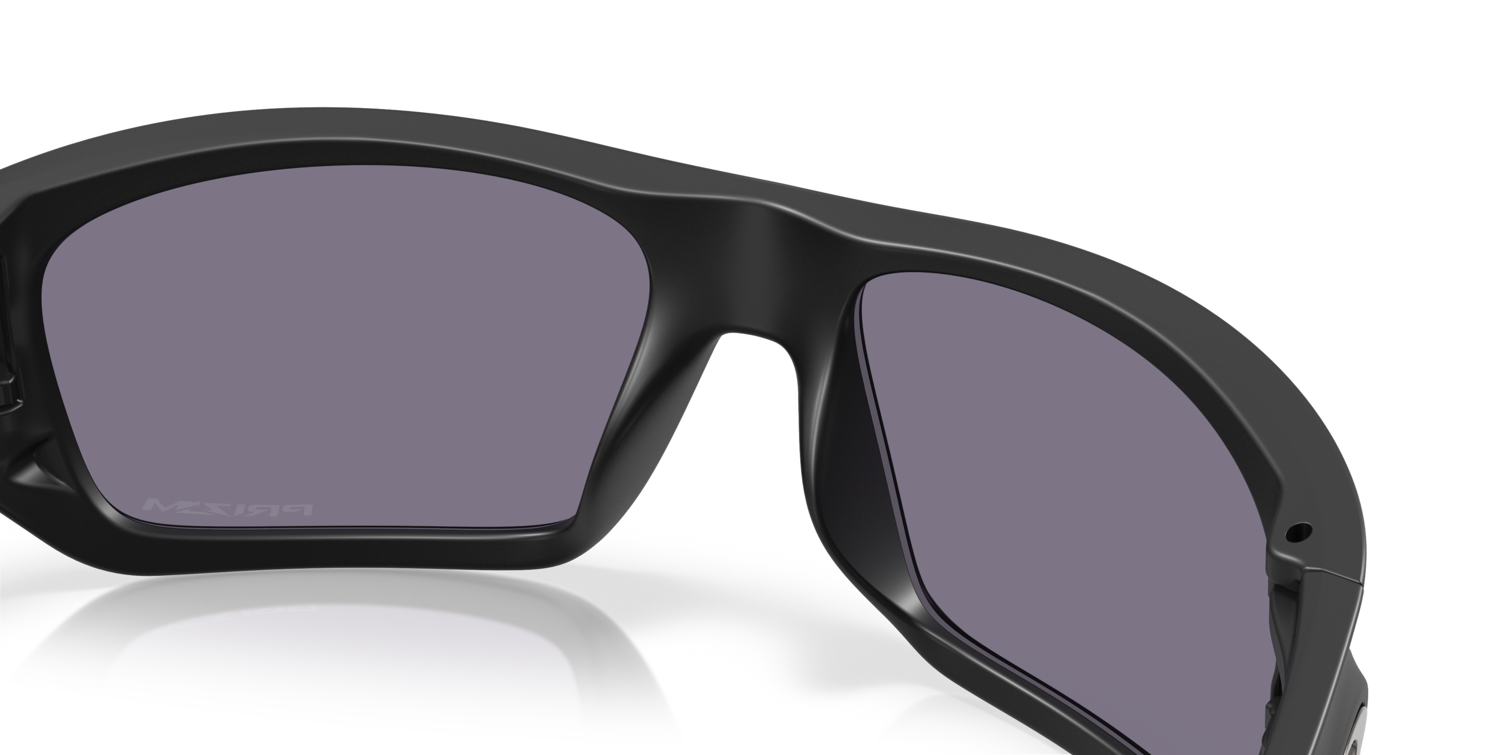 Oakley masseter sunglasses with black frame and grey lenses, inside view