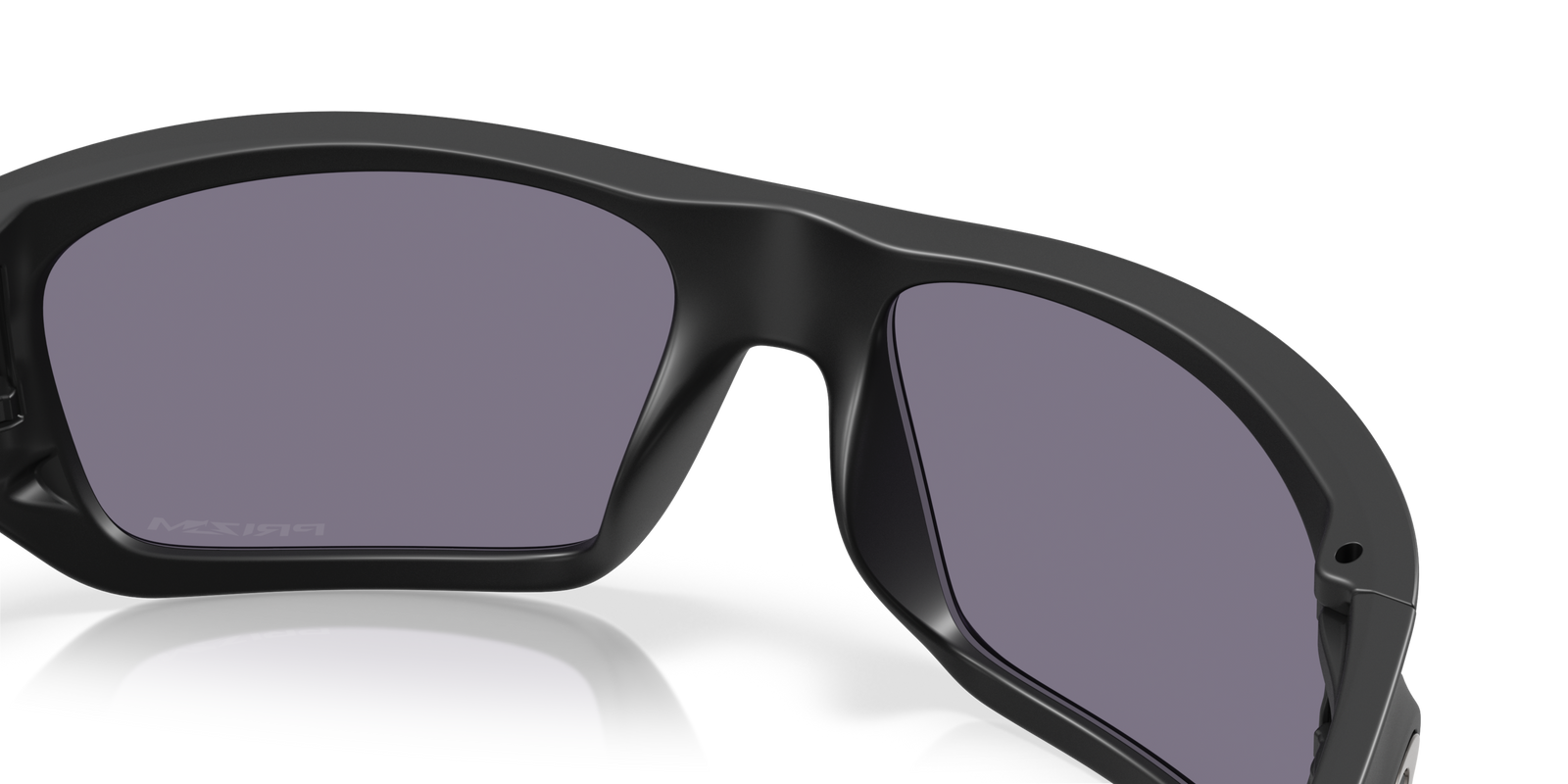 Oakley masseter sunglasses with black frame and grey lenses, inside view