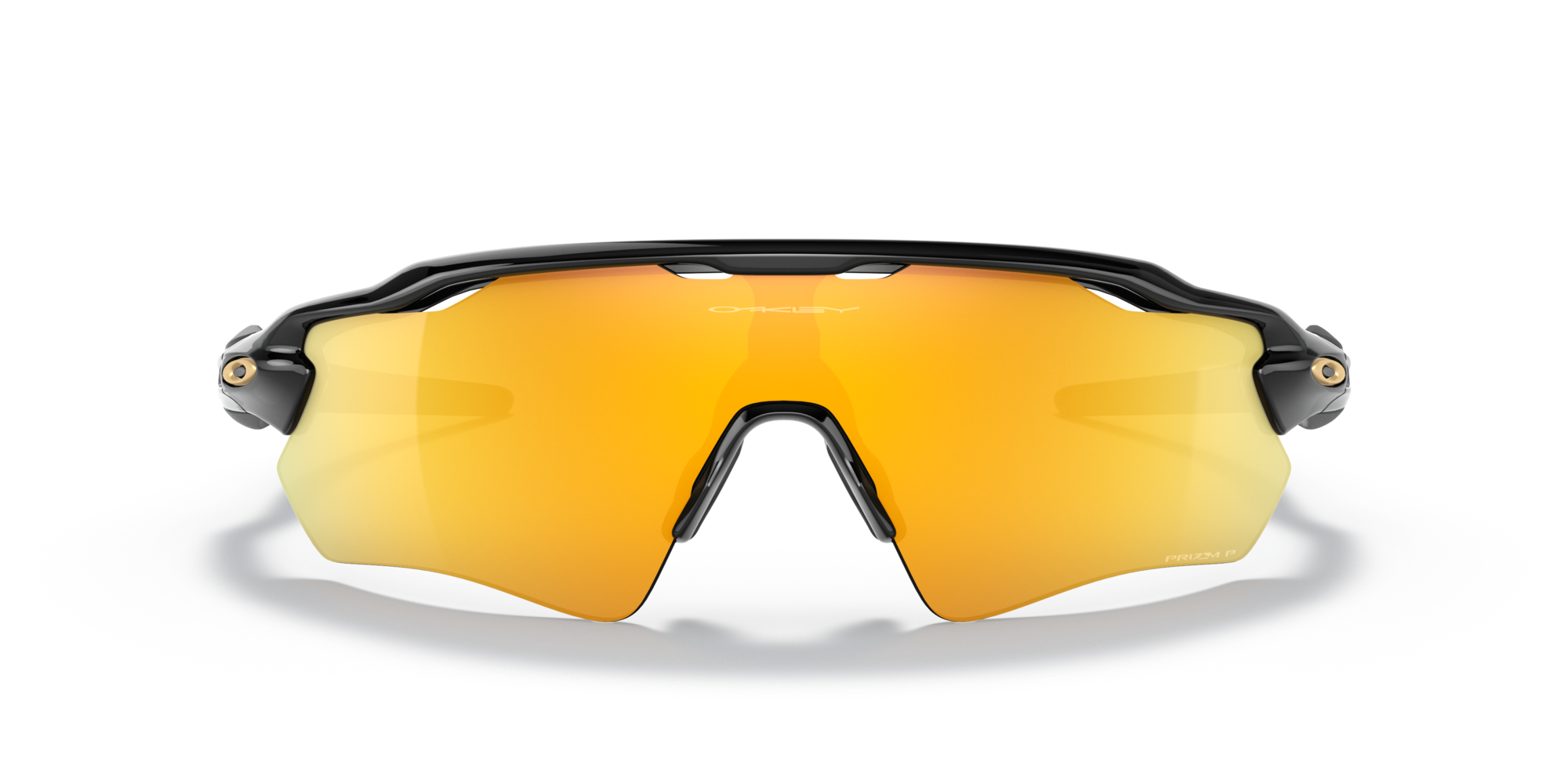 oakley radar ev path sunglasses with black frame and gold lenses, front view