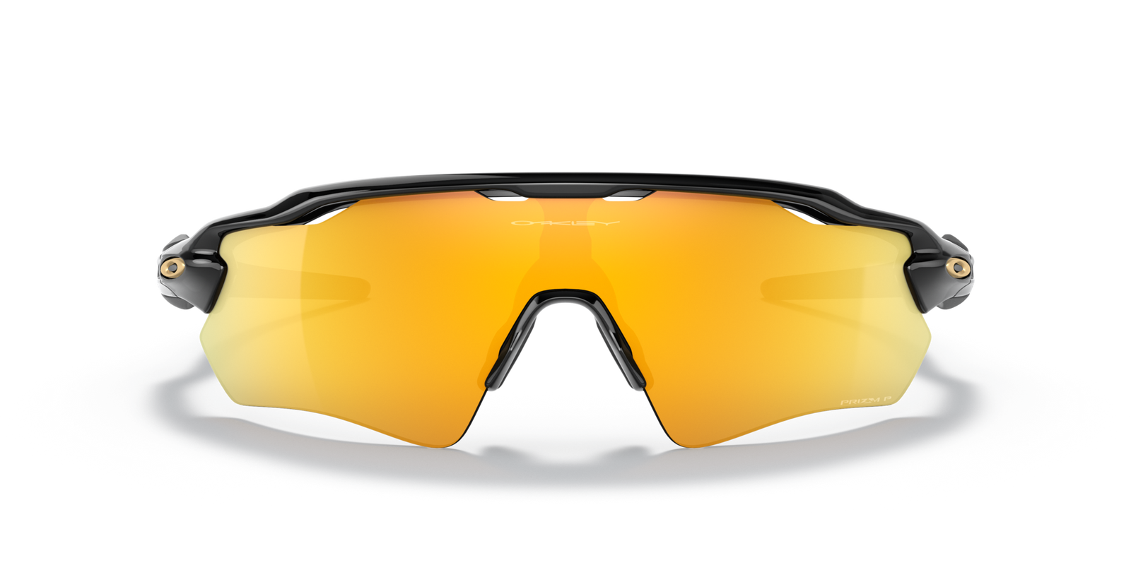 oakley radar ev path sunglasses with black frame and gold lenses, front view