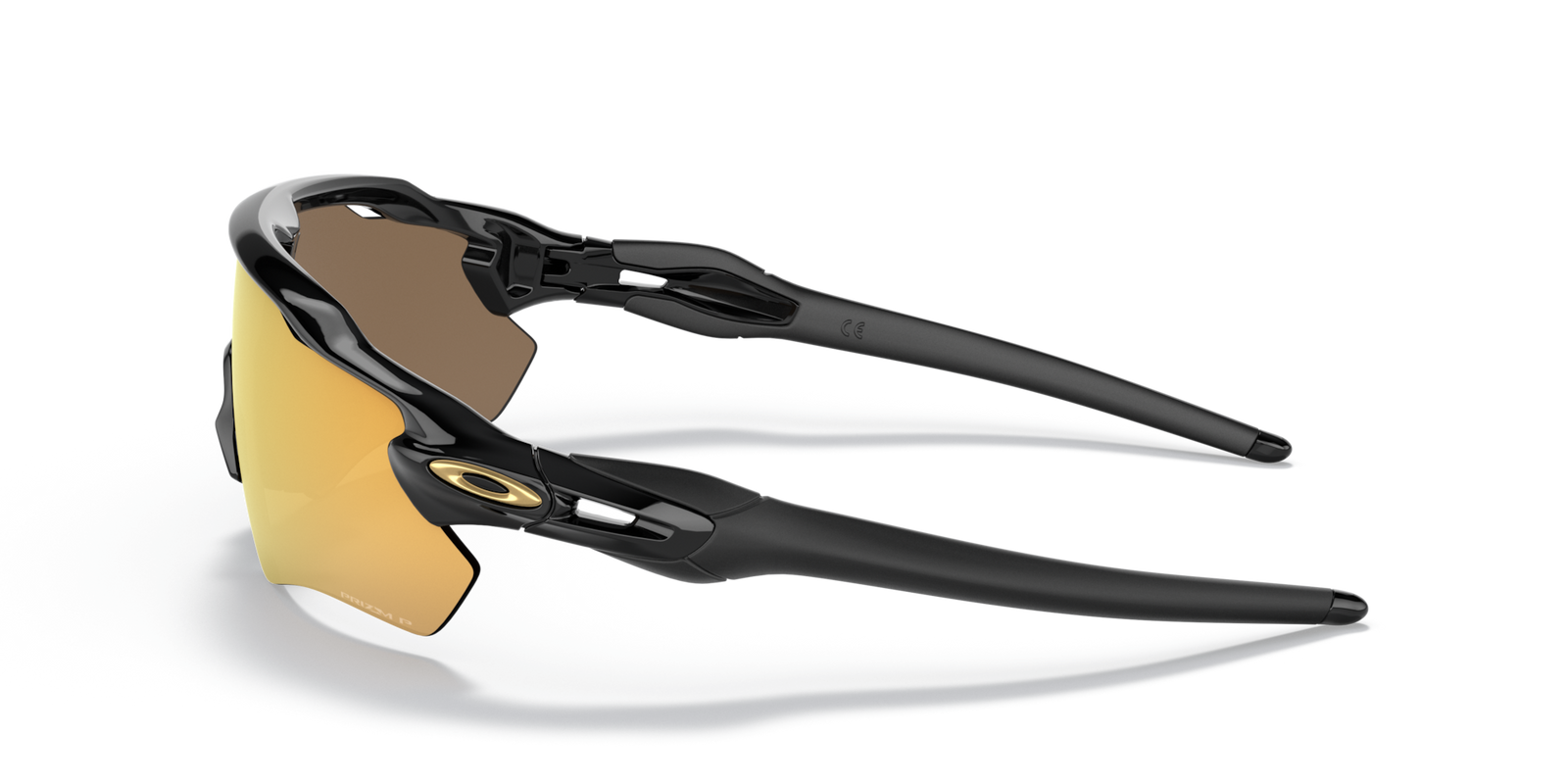 oakley radar ev path sunglasses with black frame and gold lenses, side view