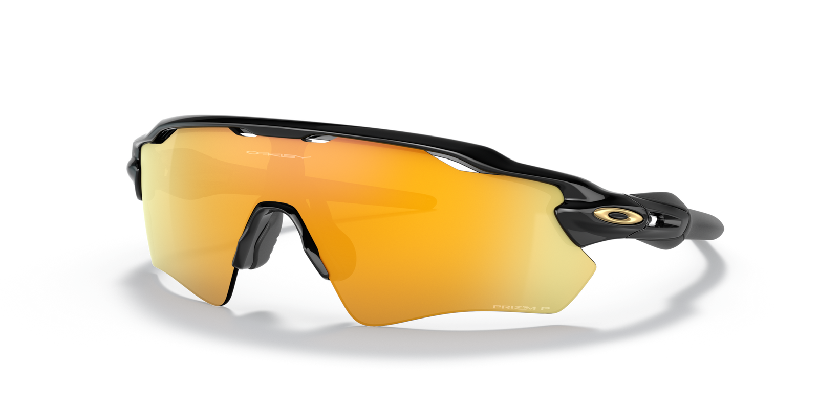 oakley radar ev path sunglasses with black frame and gold lenses, side view